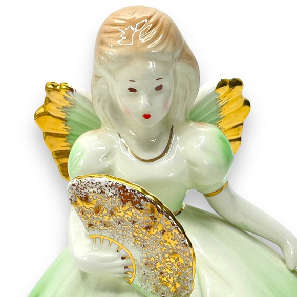 Josef Originals Vintage 18th Birthday Angel Girl Figurine in Green Dress & Wings - Picture 8 of 11
